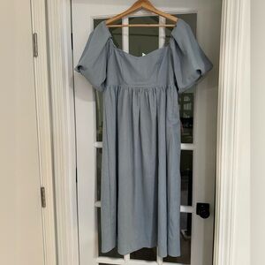 Worth Collective (Endless Blu) Midi Dress in Denim Blue (Size M, bump friendly!)